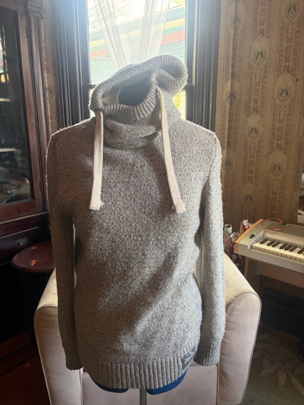 Superdry Women's Taupe Hooded Cowl Neck Sweater